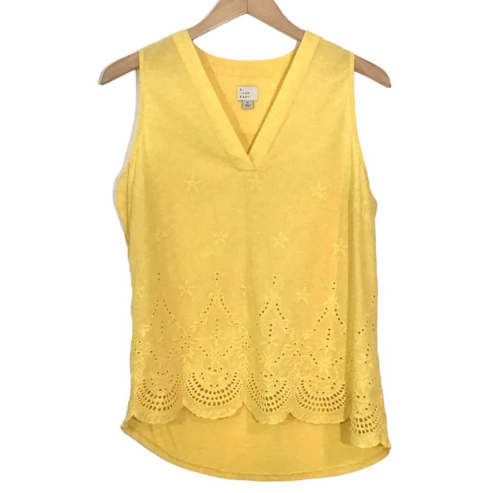 A New Day Scalloped Embroidered Eyelet V-Neck Top